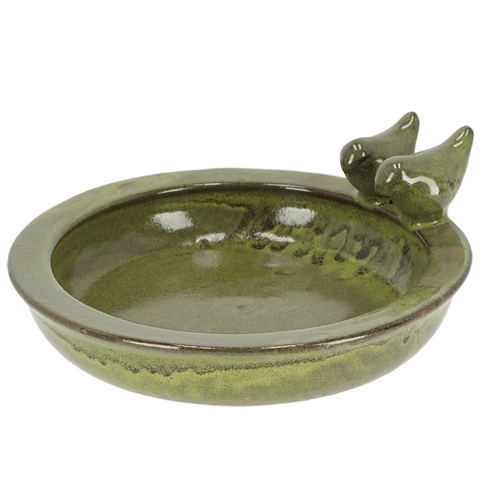 Ceramic Bird Bath in Green