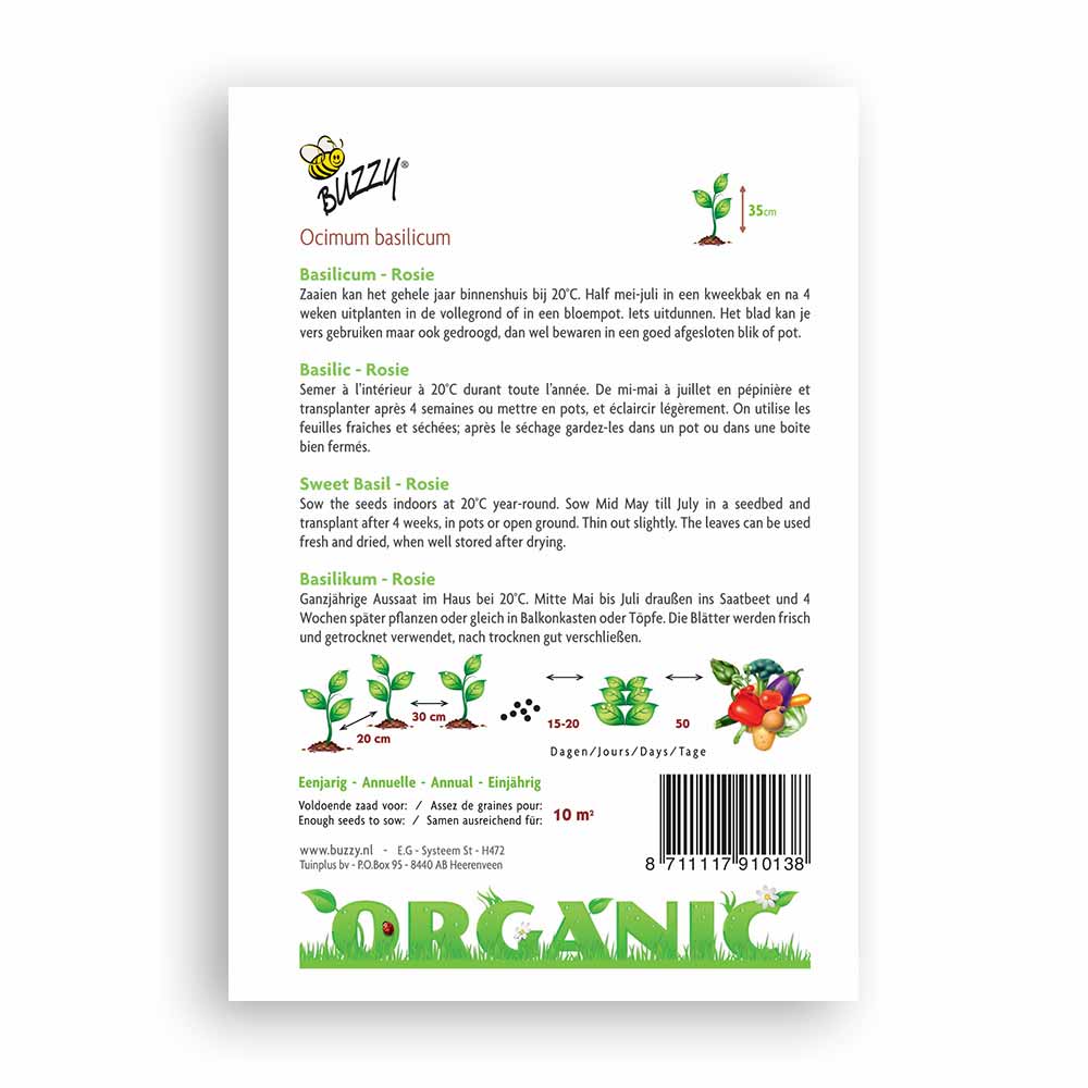 Buzzy® Organic Basilicum Rosie (BIO)