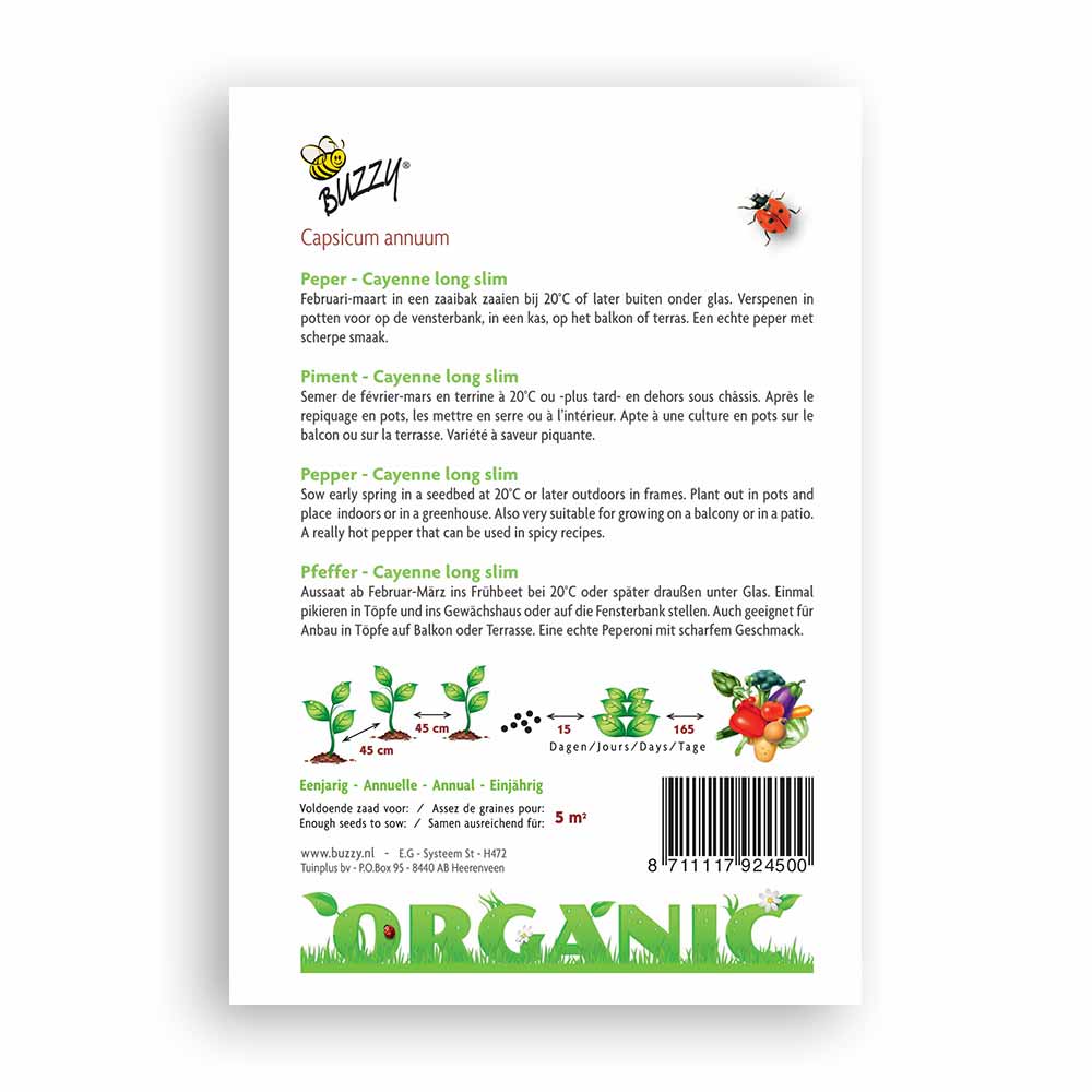 Buzzy® Organic Pfeffer Cayenne long slim