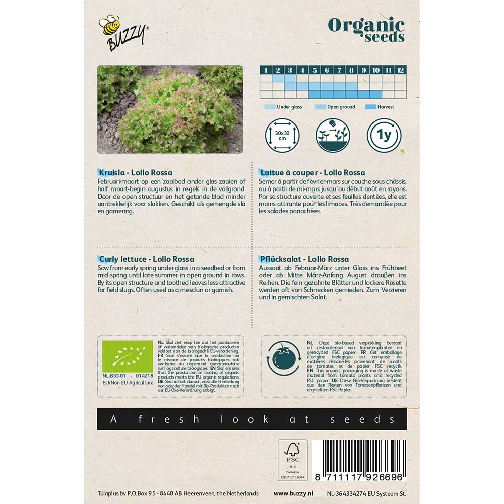 Buzzy® Organic Curly Lettuce - Lollo Rossa