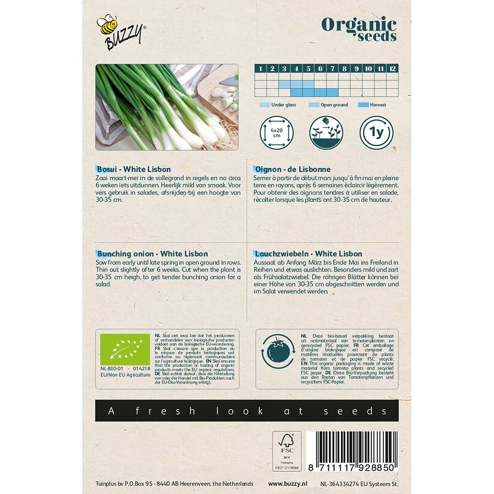 Buzzy Seeds® Organic Bunching Onion - Wh Lisbon