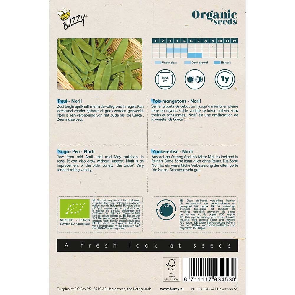 Buzzy Seeds® Organic Sugar Pea - Norli (BIO)