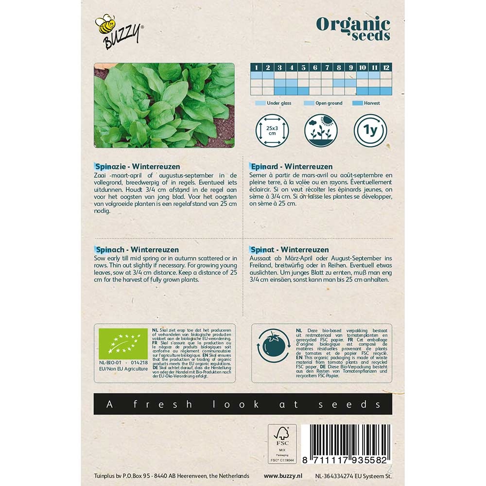 Buzzy Seeds® Organic Spinach - Securo (BIO)