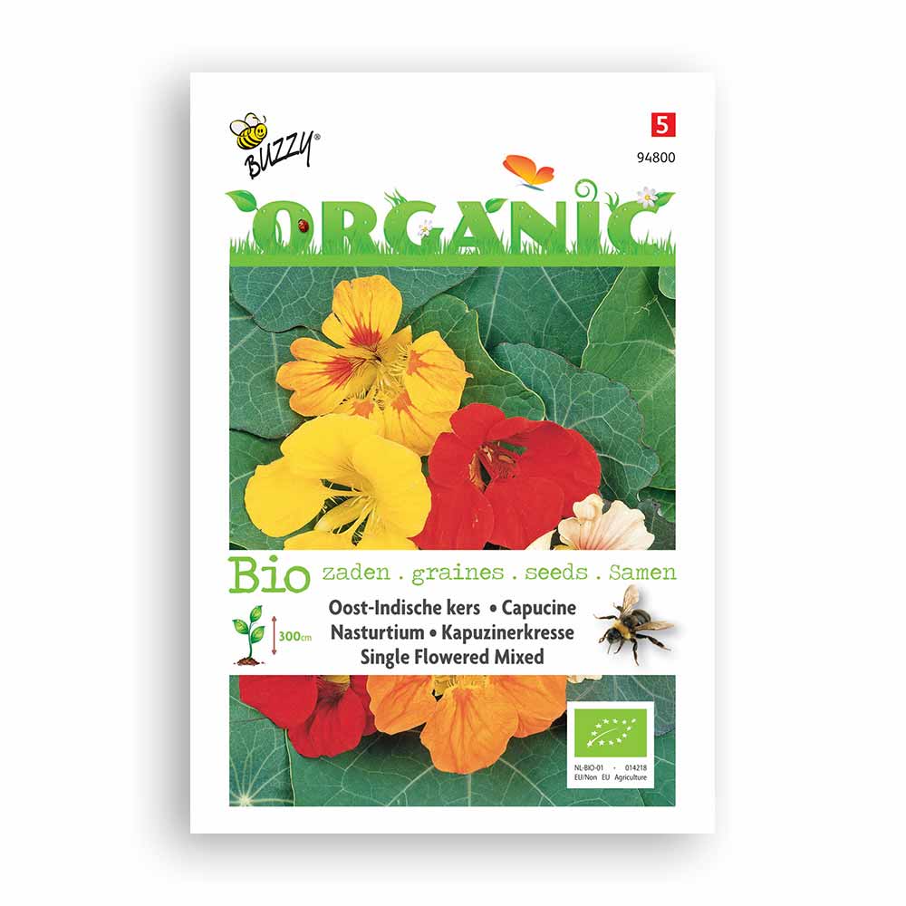 Buzzy Seeds® Organic Nasturtium - Single Flower Mix (BIO)