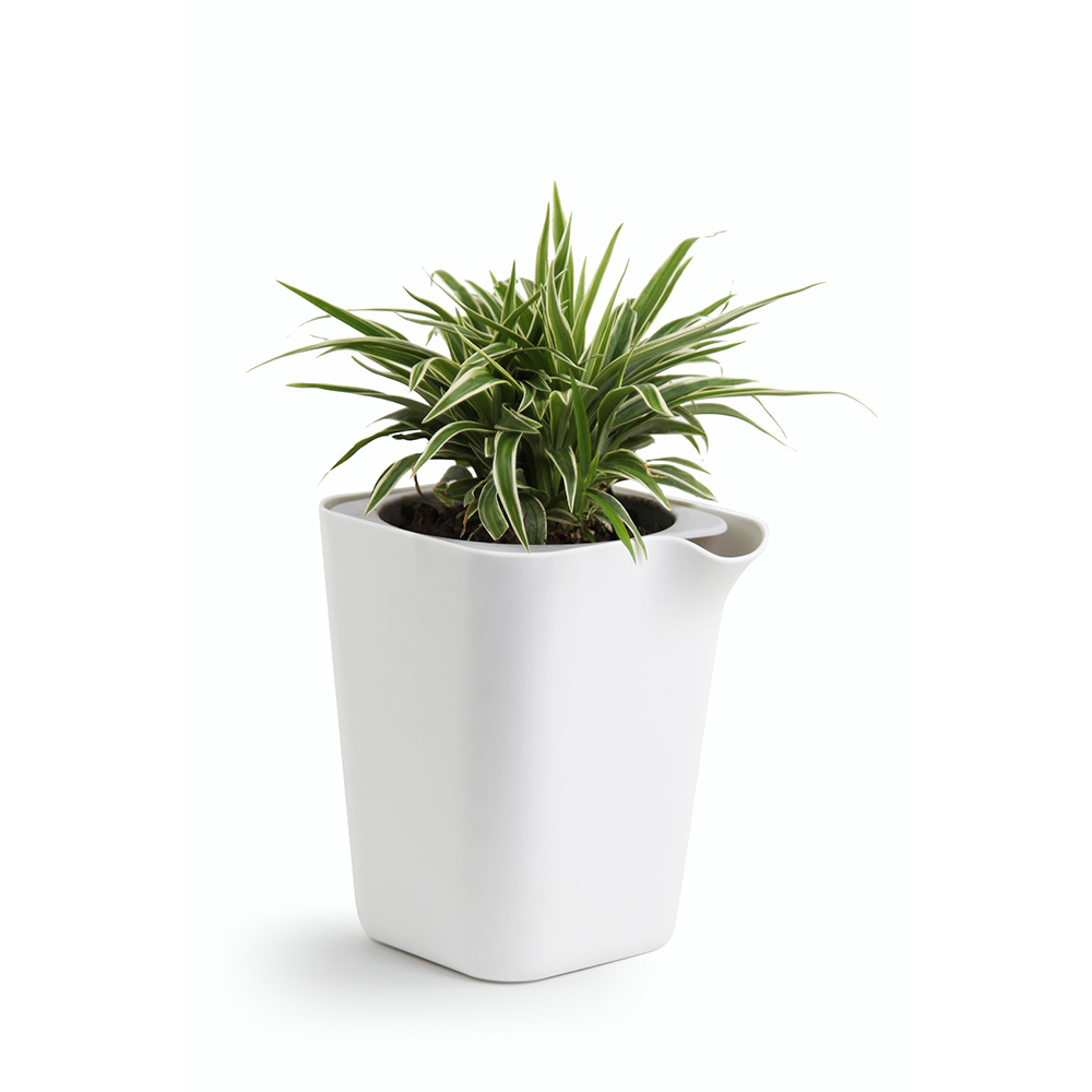 Double Square Plant Pot – White