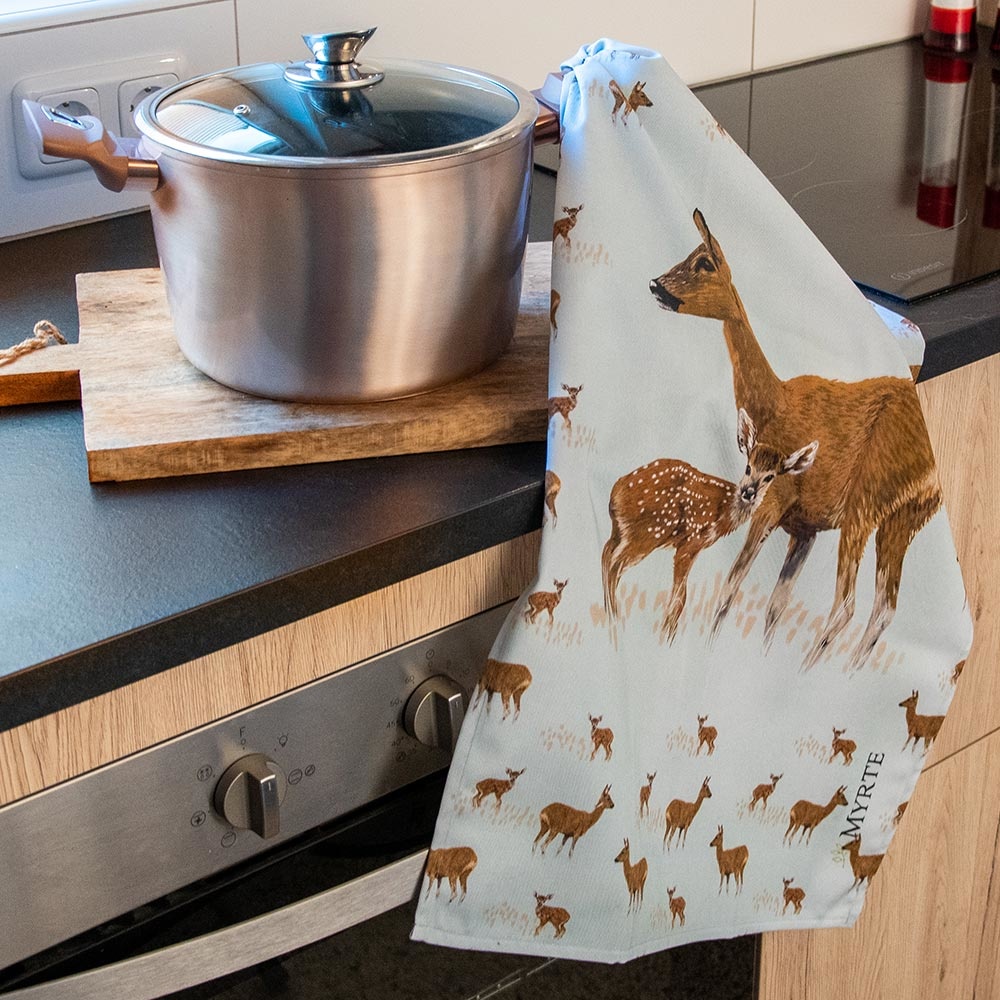 Deer Tea Towel by Myrte