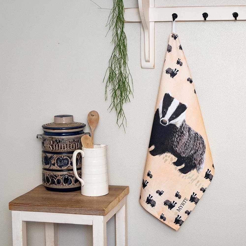 Badger Tea Towel by Myrte