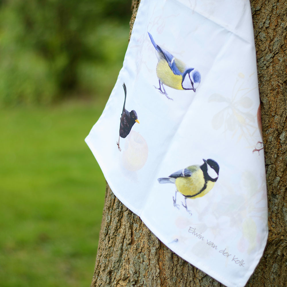 Garden Birds Tea Towel by Elwin van der Kolk