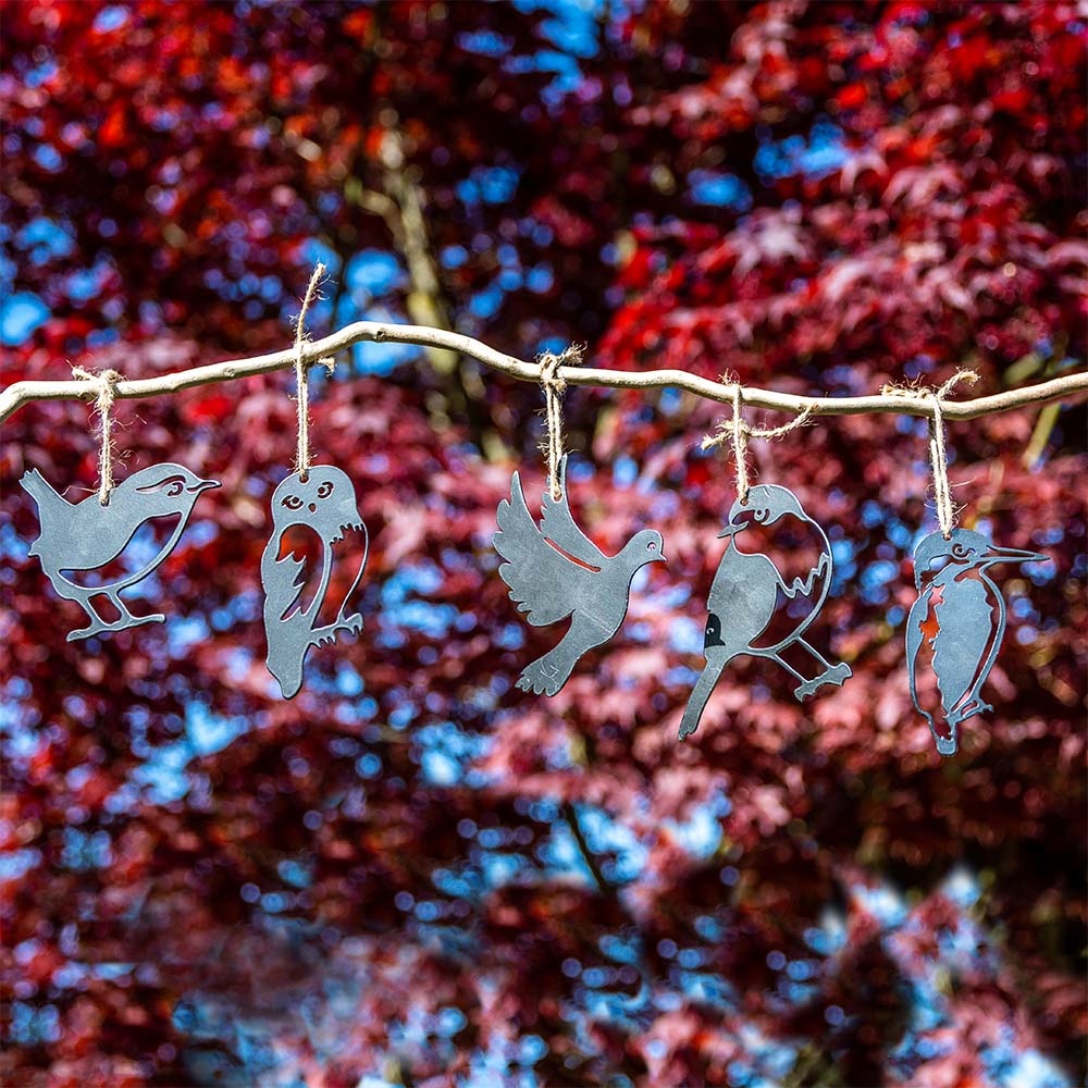 Lot de silhouettes d'oiseaux en métal