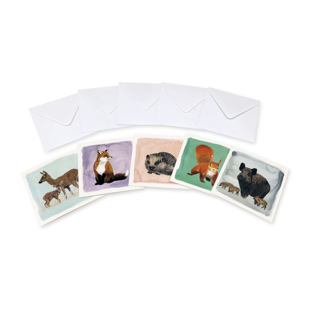 Sélection de cartes de voeux des animaux de la forêt Myrte - 2 x 5 choix