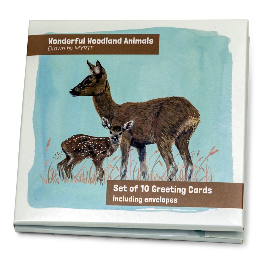 Sélection de cartes de voeux des animaux de la forêt Myrte - 2 x 5 choix