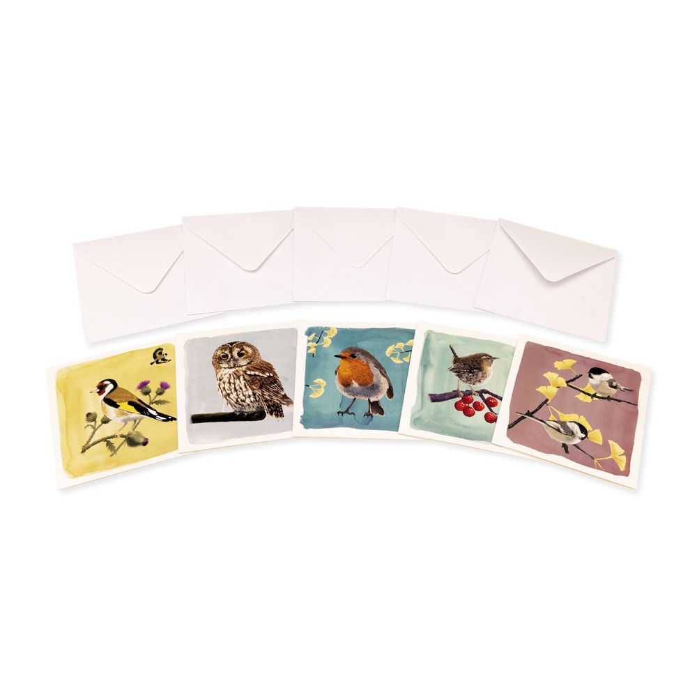 Sélection de cartes de voeux Oiseaux de jardin populaires Myrte - 2 x 5 choix