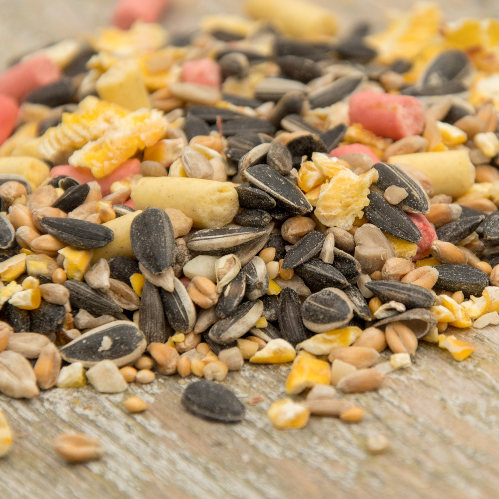 Fågelfröblandning med pellets för fågelbord